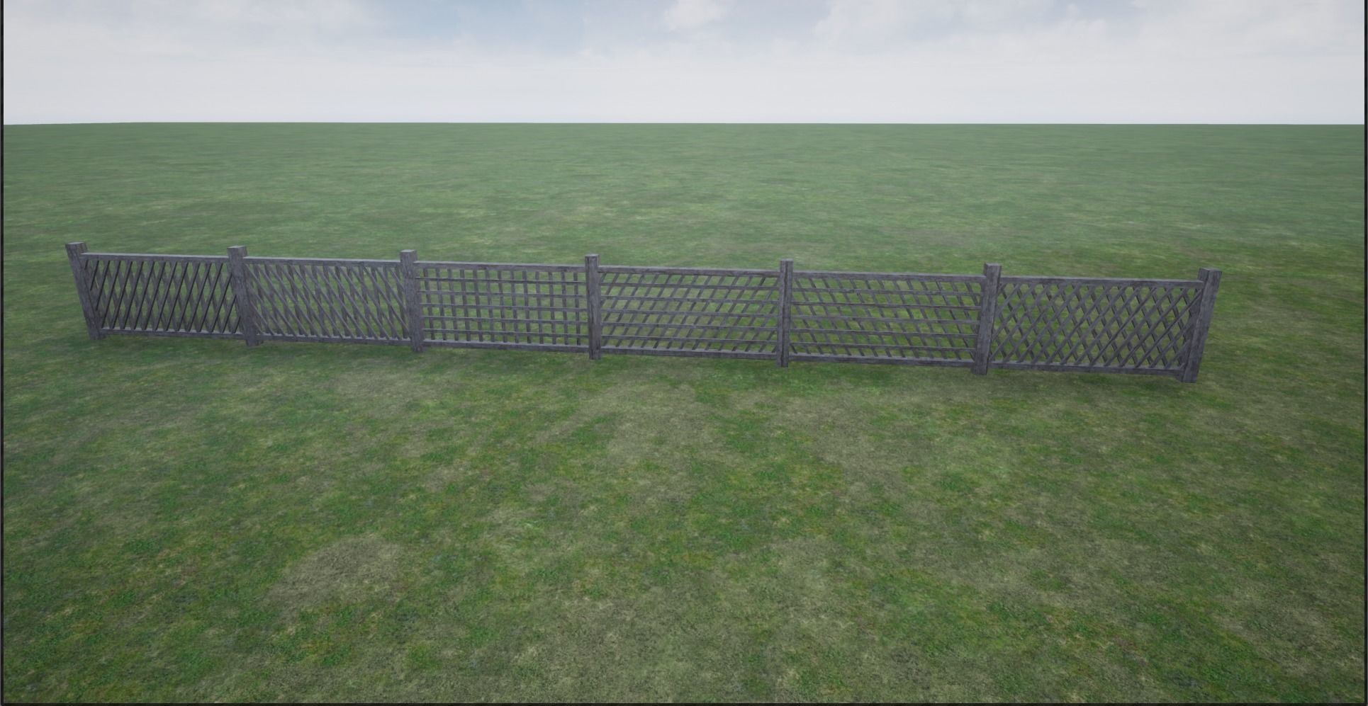 Modular Wooden Fence  Low-poly 3D model_4