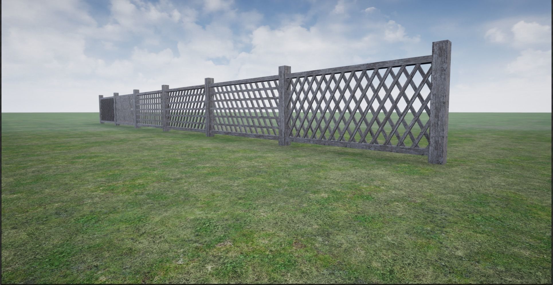 Modular Wooden Fence  Low-poly 3D model_6