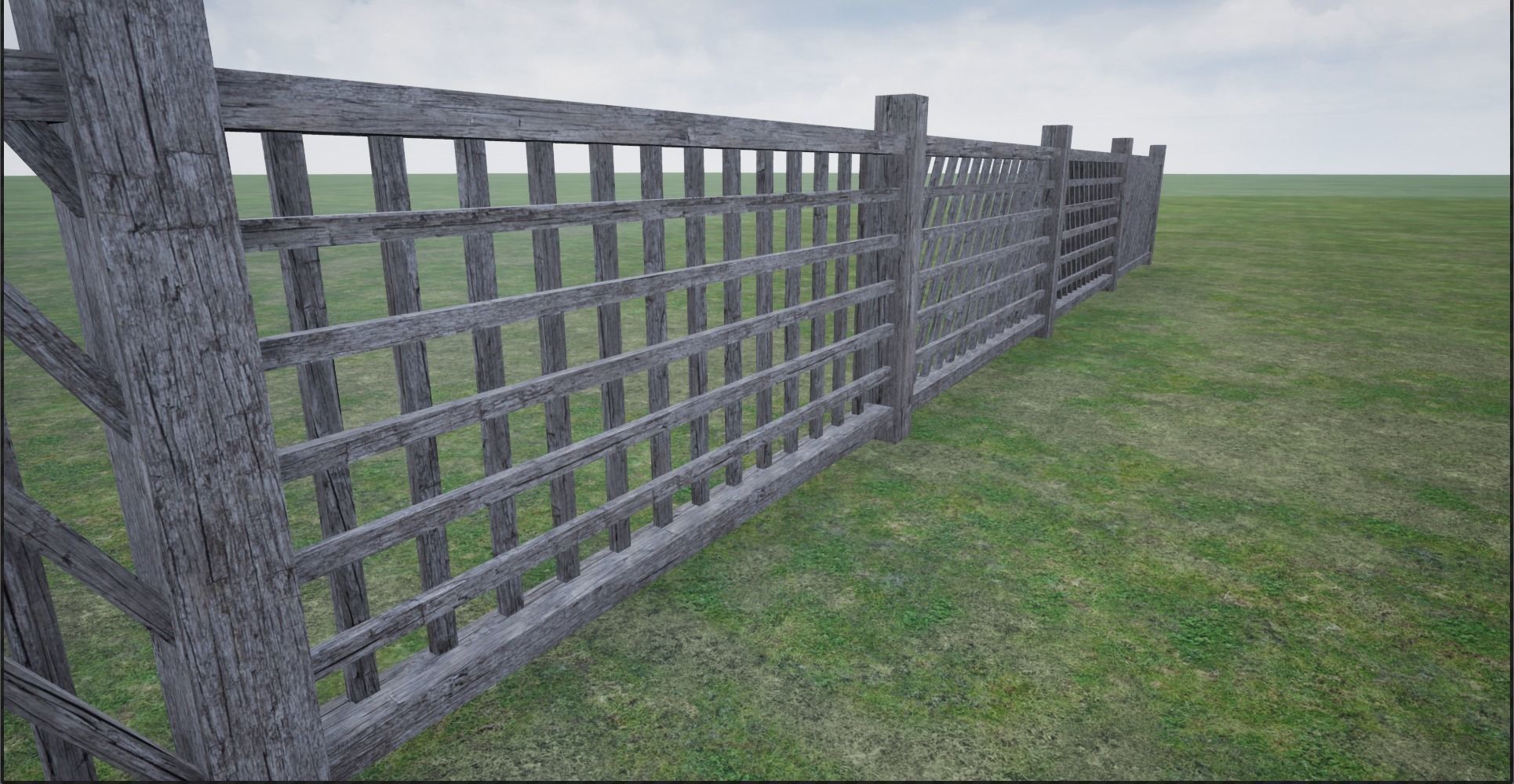 Modular Wooden Fence  Low-poly 3D model_7