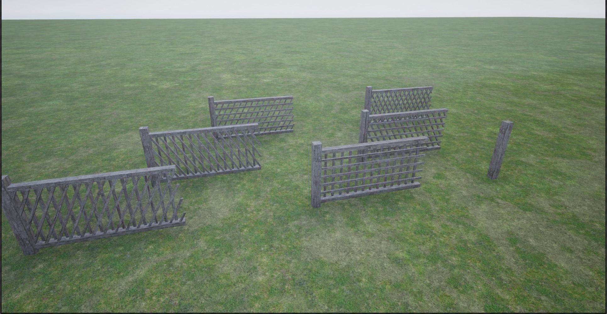 Modular Wooden Fence  Low-poly 3D model_3