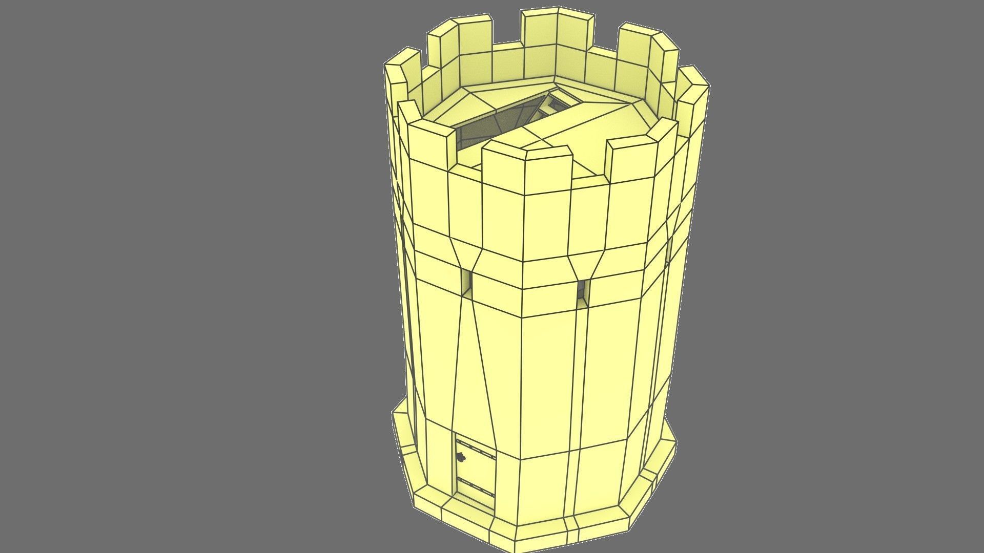 Low Poly watch tower Low-poly 3D model_6