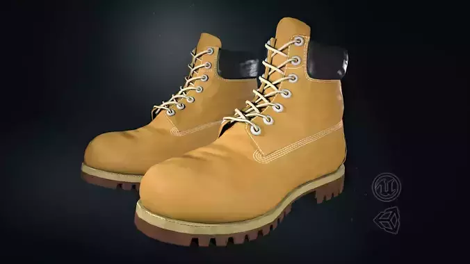 Yellow Timberland Boots Low-poly 3D model