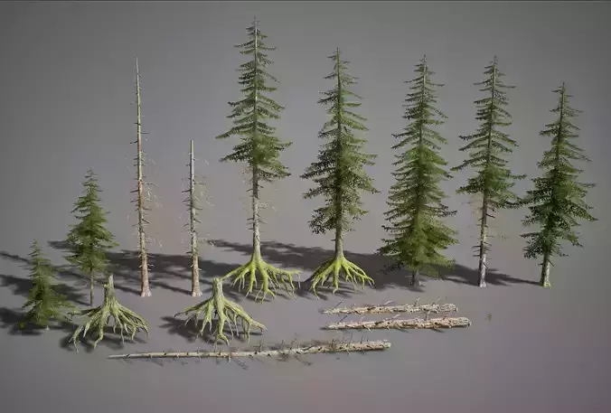 UE4 - Fir Trees  Low-poly 3D model