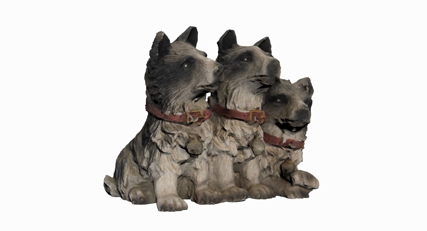 Dog Statue Low-poly 3D model_1