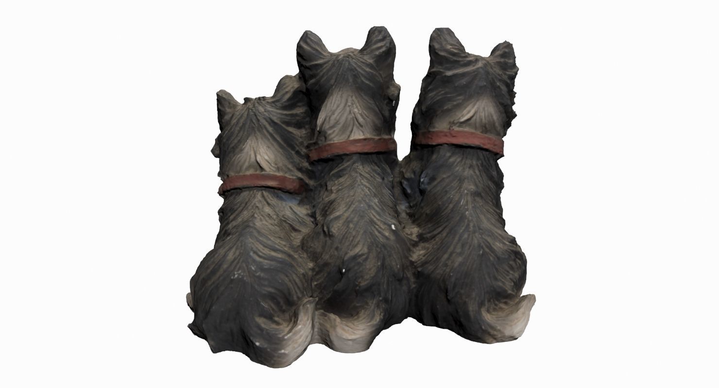 Dog Statue Low-poly 3D model_5