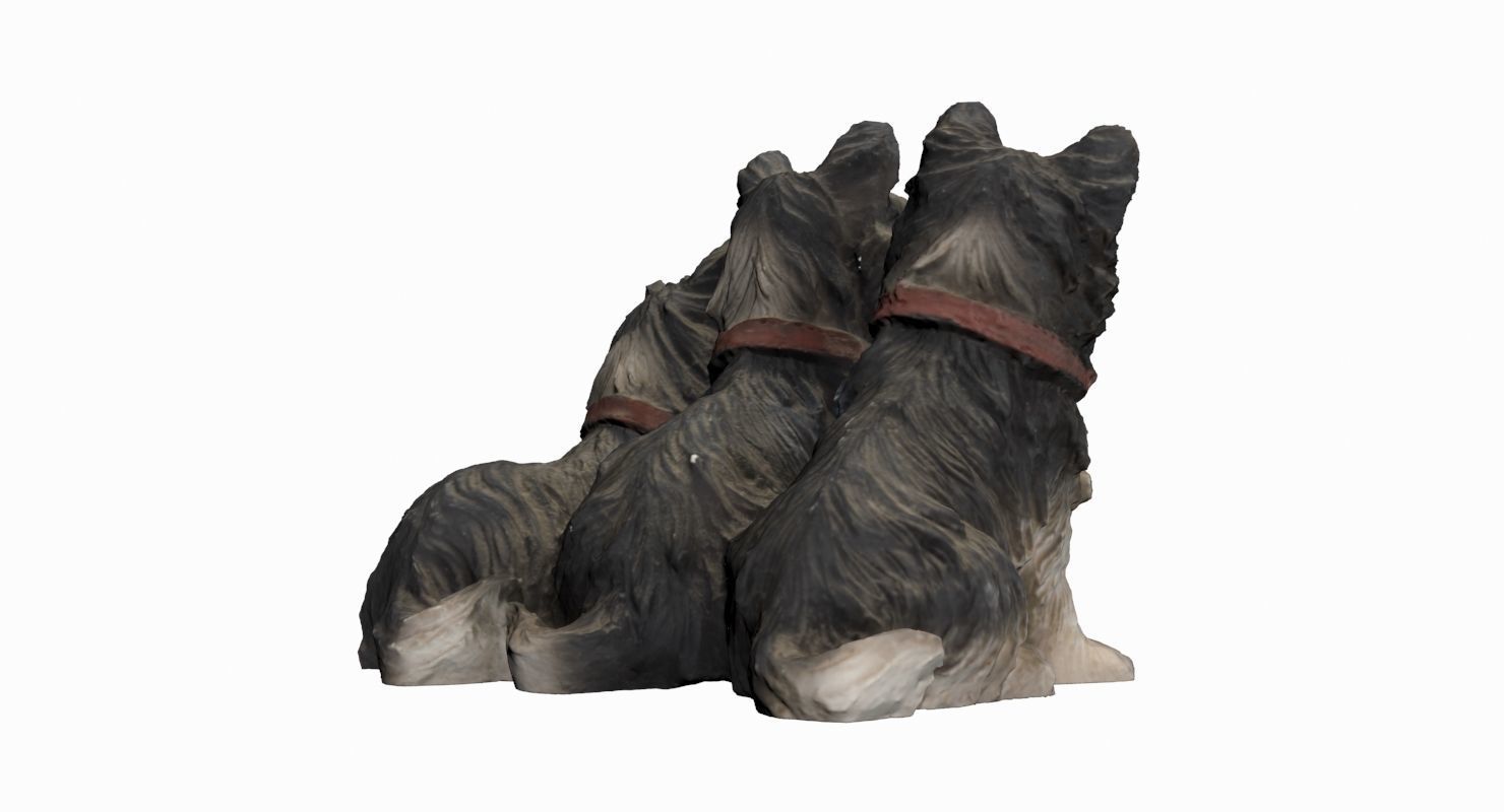 Dog Statue Low-poly 3D model_4