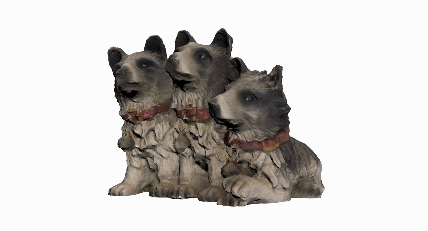 Dog Statue Low-poly 3D model_2