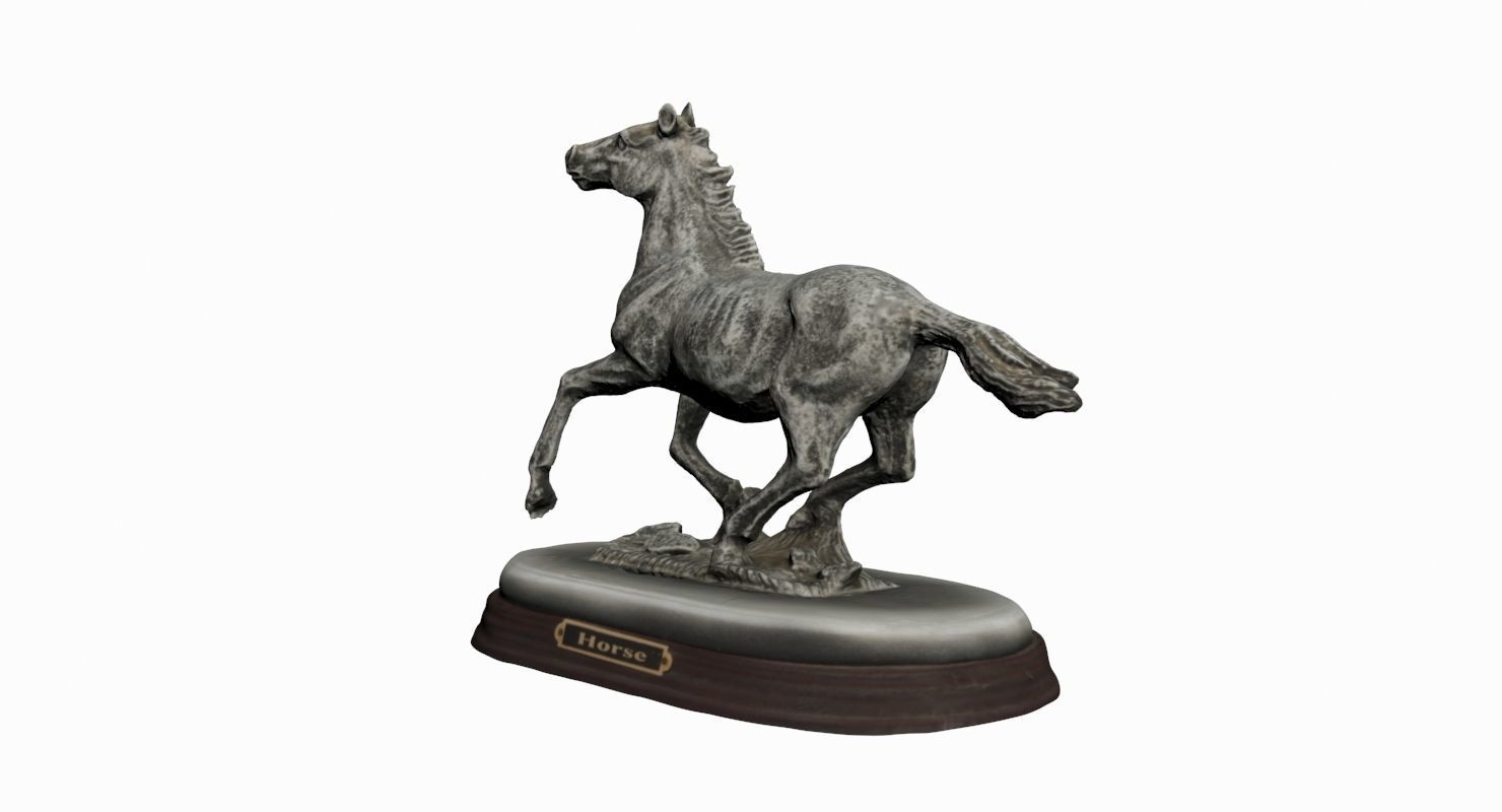 Horse Statue Low-poly 3D model_2