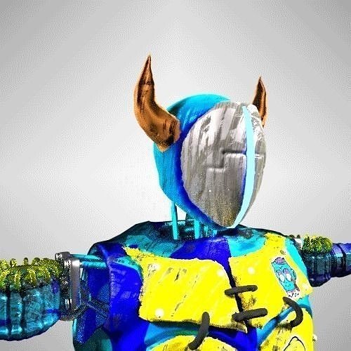old robot demon  Low-poly 3D model