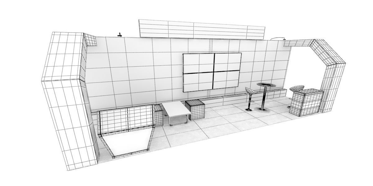 6x2m stand with led screens 3D model_3