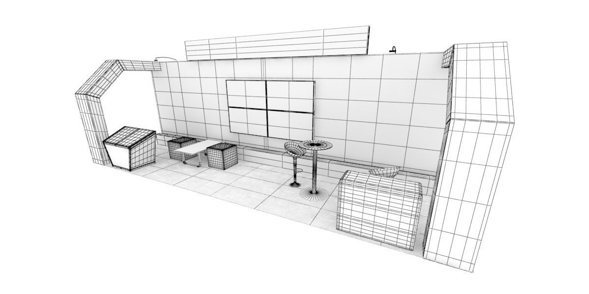 6x2m stand with led screens 3D model_4