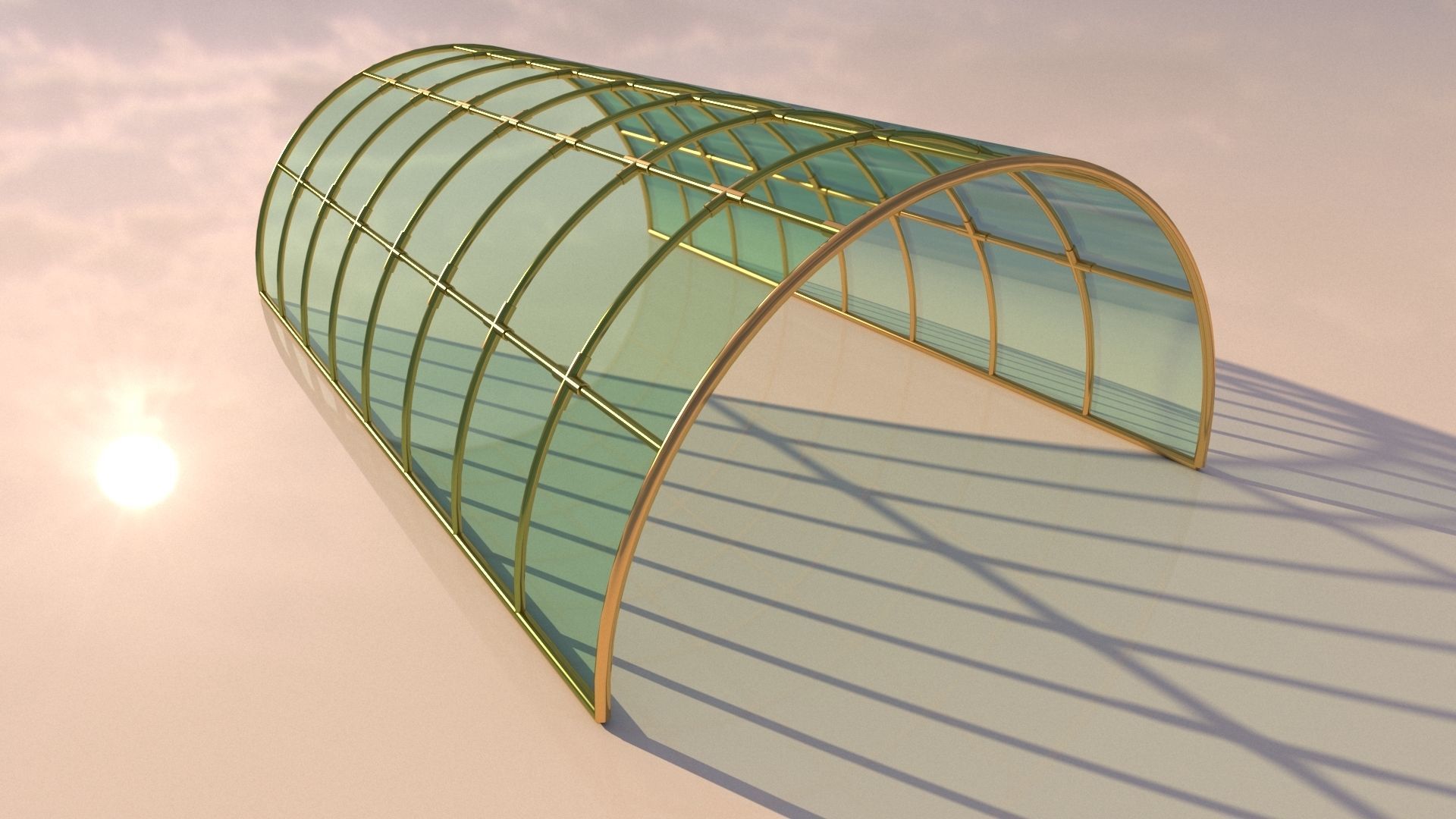 Structure with connections arched architectural space frame 3D model_7