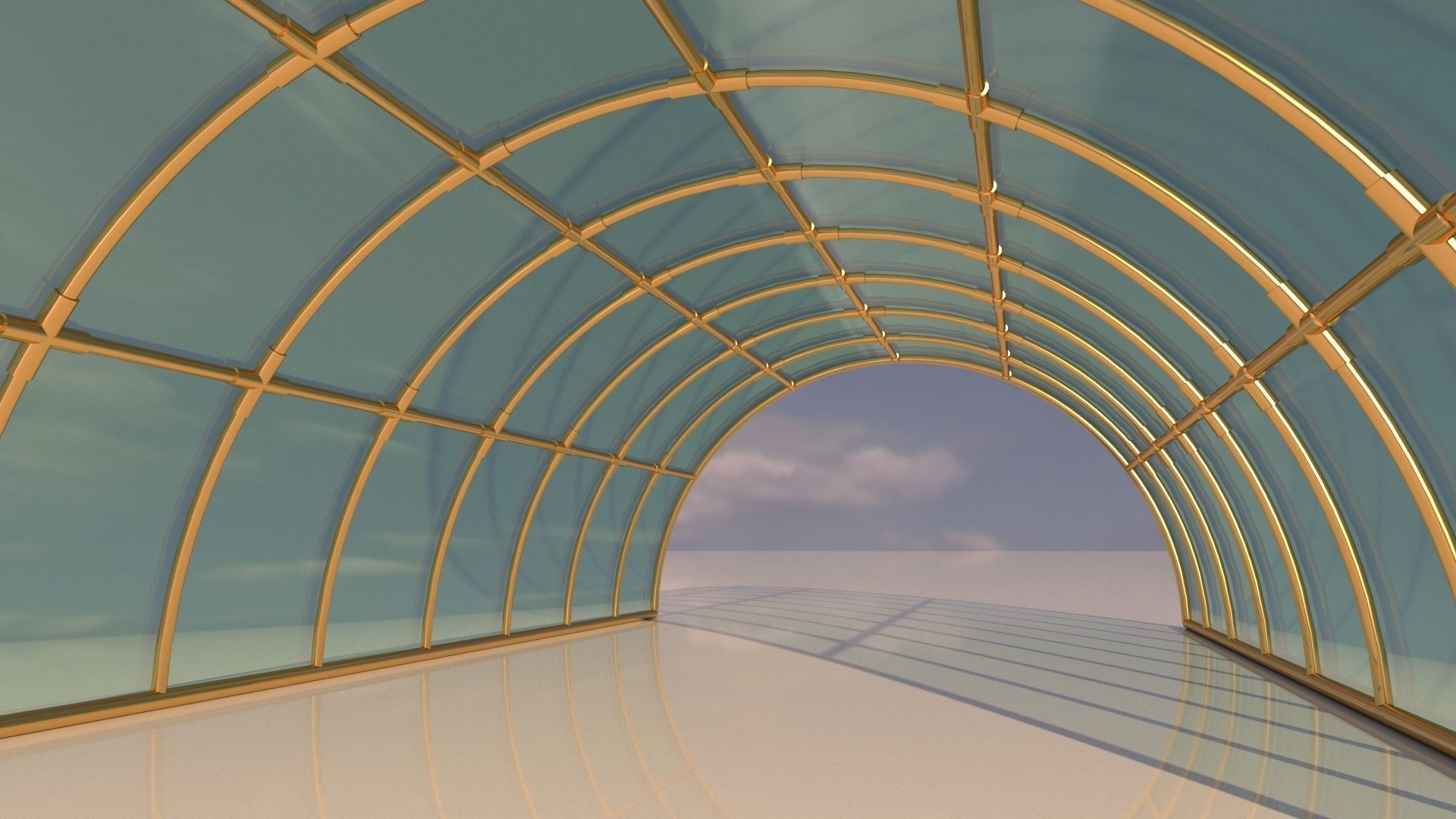 Structure with connections arched architectural space frame 3D model_5