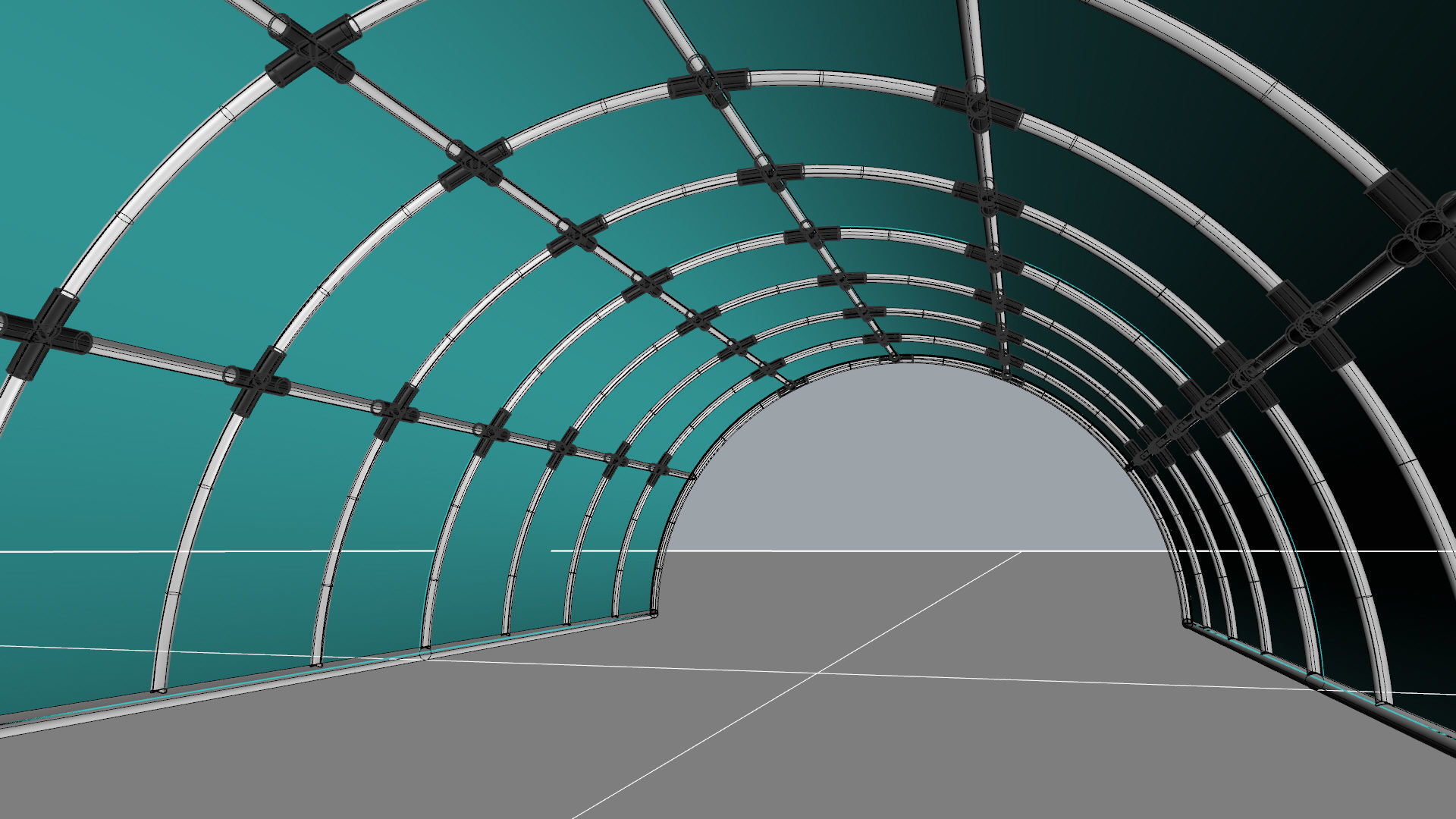 Structure with connections arched architectural space frame 3D model_15