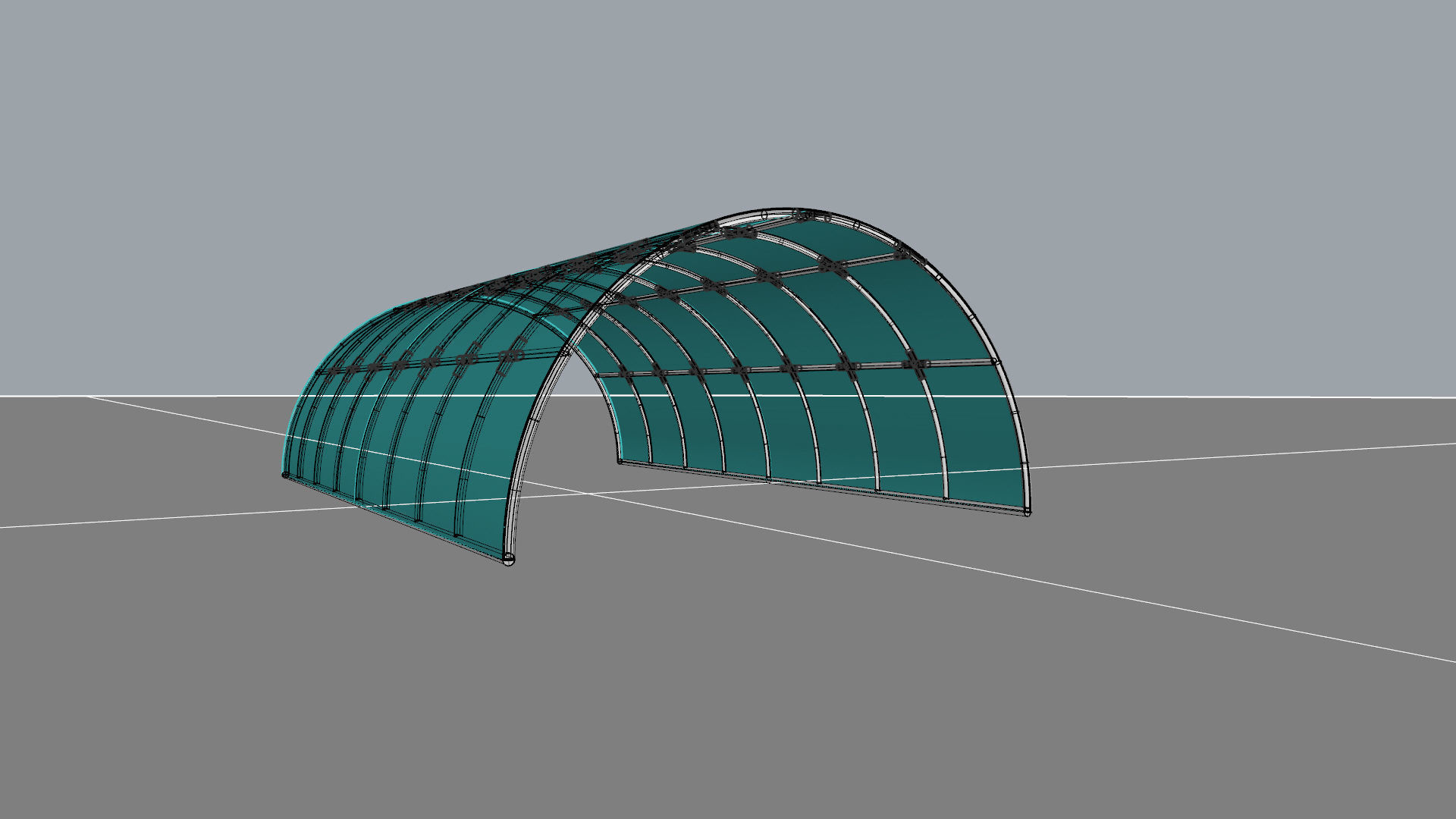 Structure with connections arched architectural space frame 3D model_12
