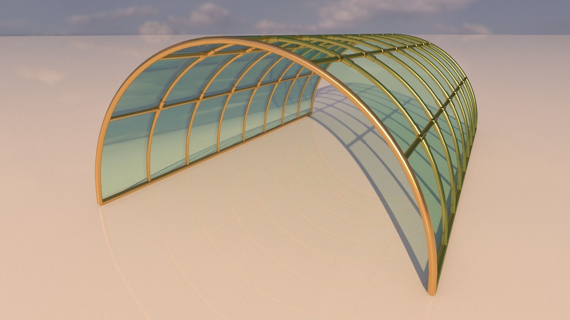 Structure with connections arched architectural space frame 3D model_6