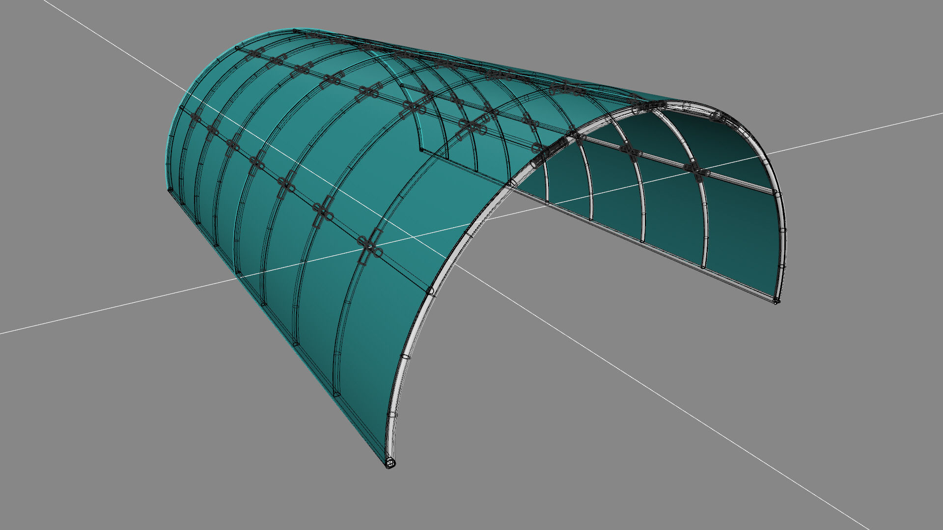 Structure with connections arched architectural space frame 3D model_17