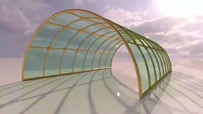 Structure with connections arched architectural space frame 3D model