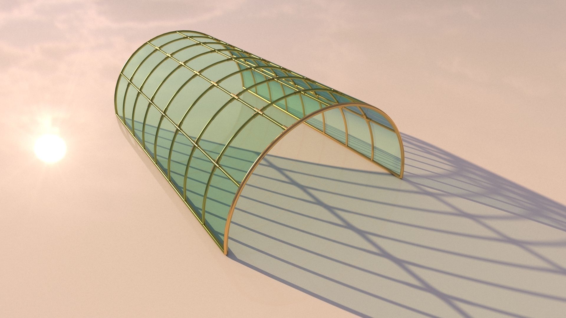 Structure with connections arched architectural space frame 3D model_3