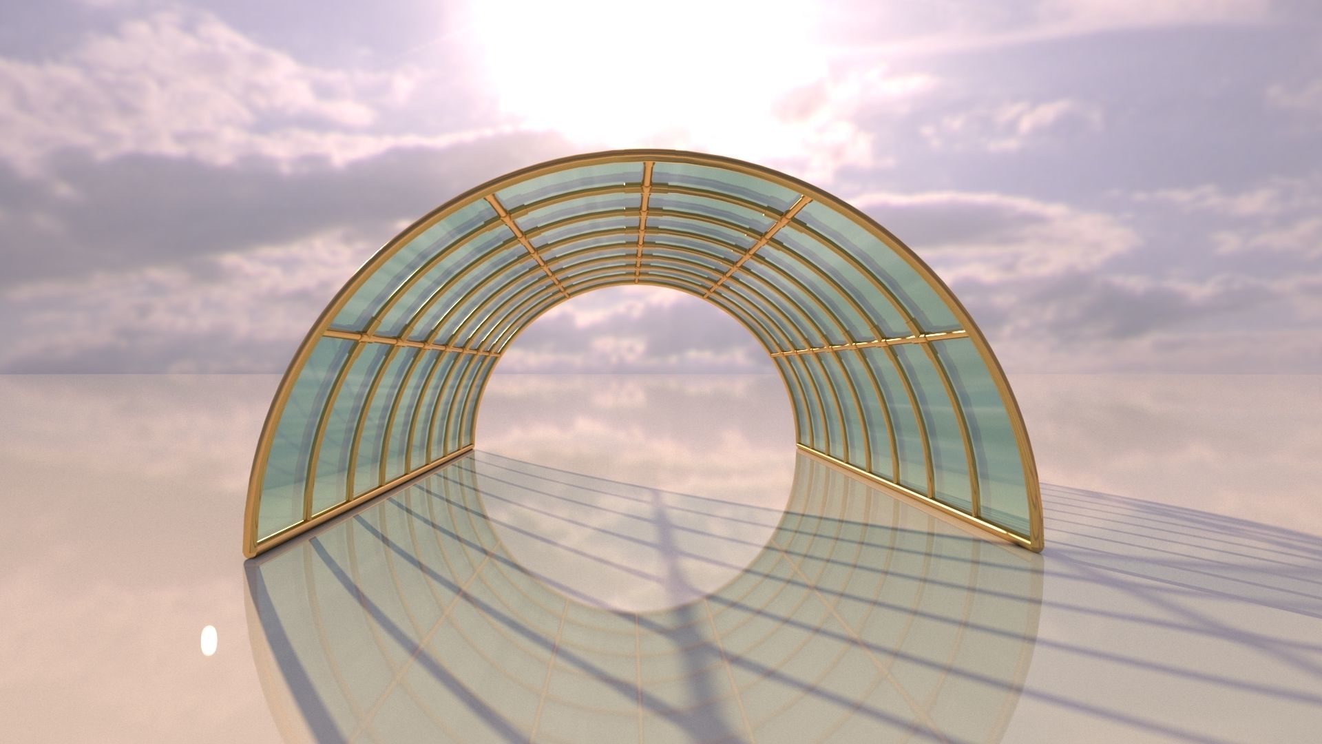 Structure with connections arched architectural space frame 3D model_1