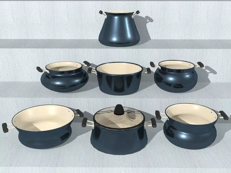 NONSTICK COOKING SET Low-poly 3D model_0