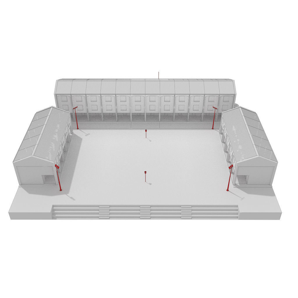 School building environment 3D model or public - untextured 3D model_3