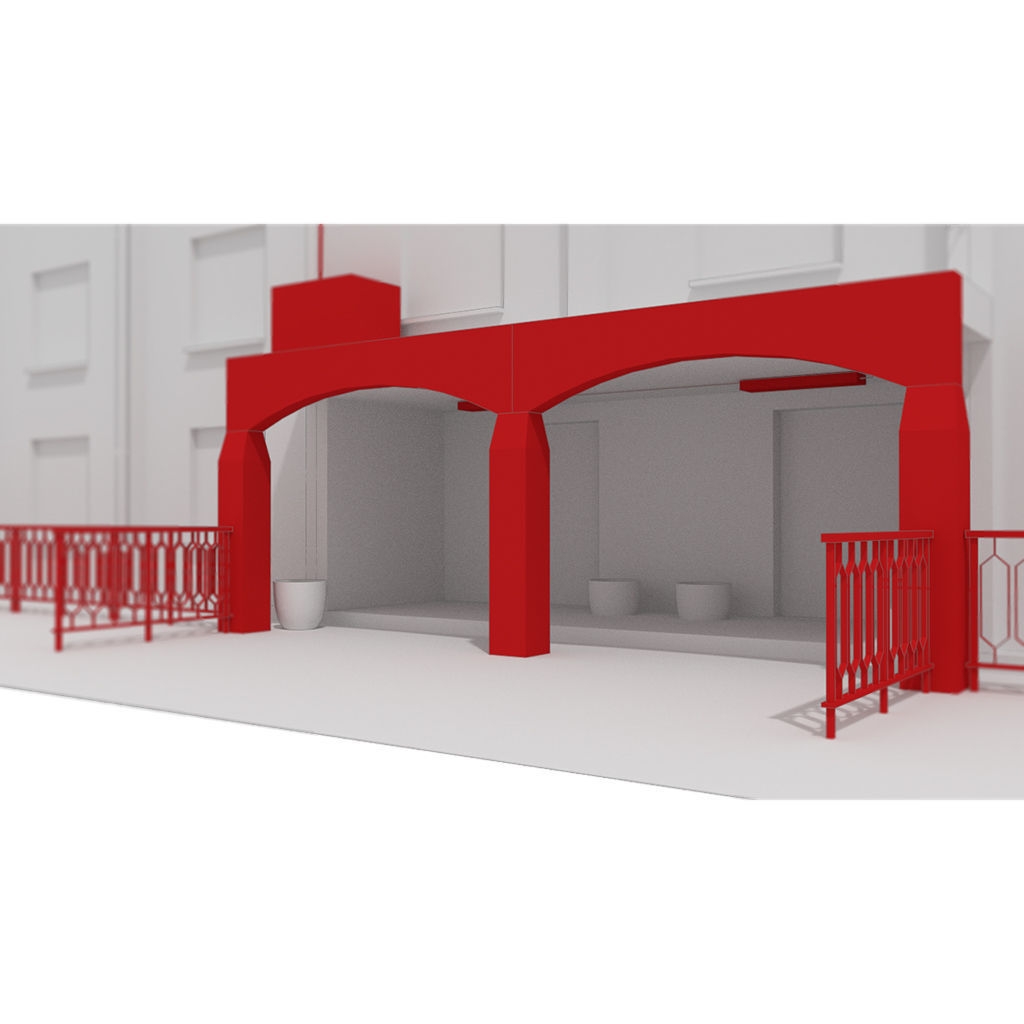 School building environment 3D model or public - untextured 3D model_1