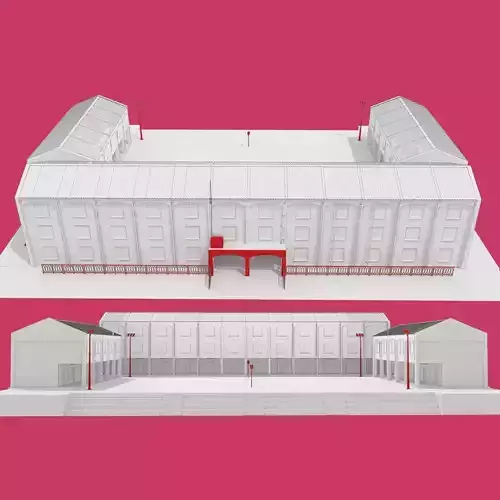 School building environment 3D model or public - untextured 3D model