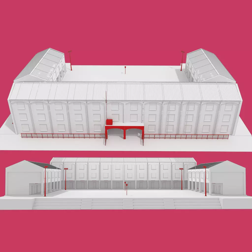 School building environment 3D model or public - untextured 3D model_0