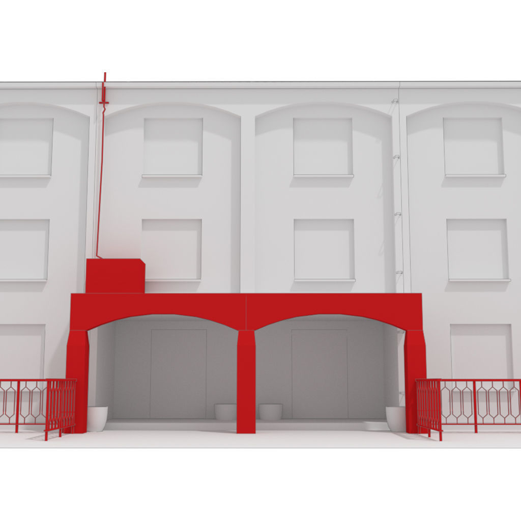 School building environment 3D model or public - untextured 3D model_6