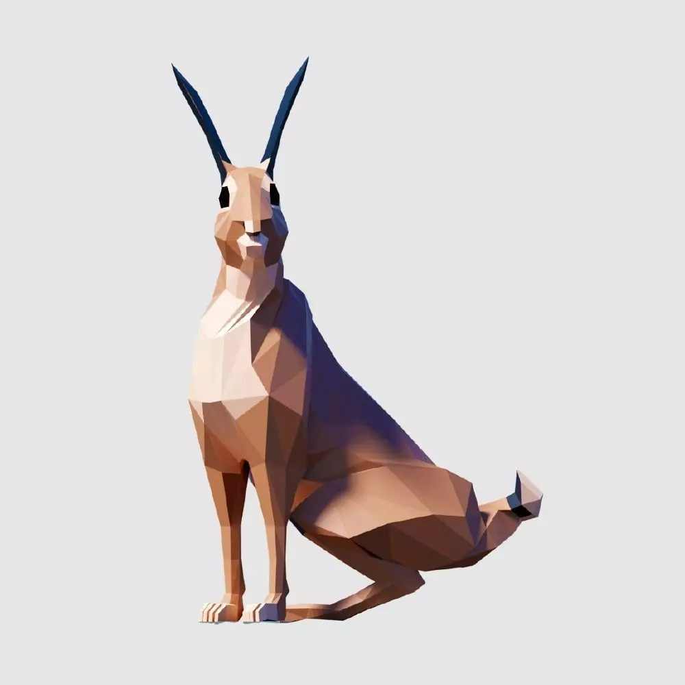 Rabbit polygonal hare Low-poly 3D model
