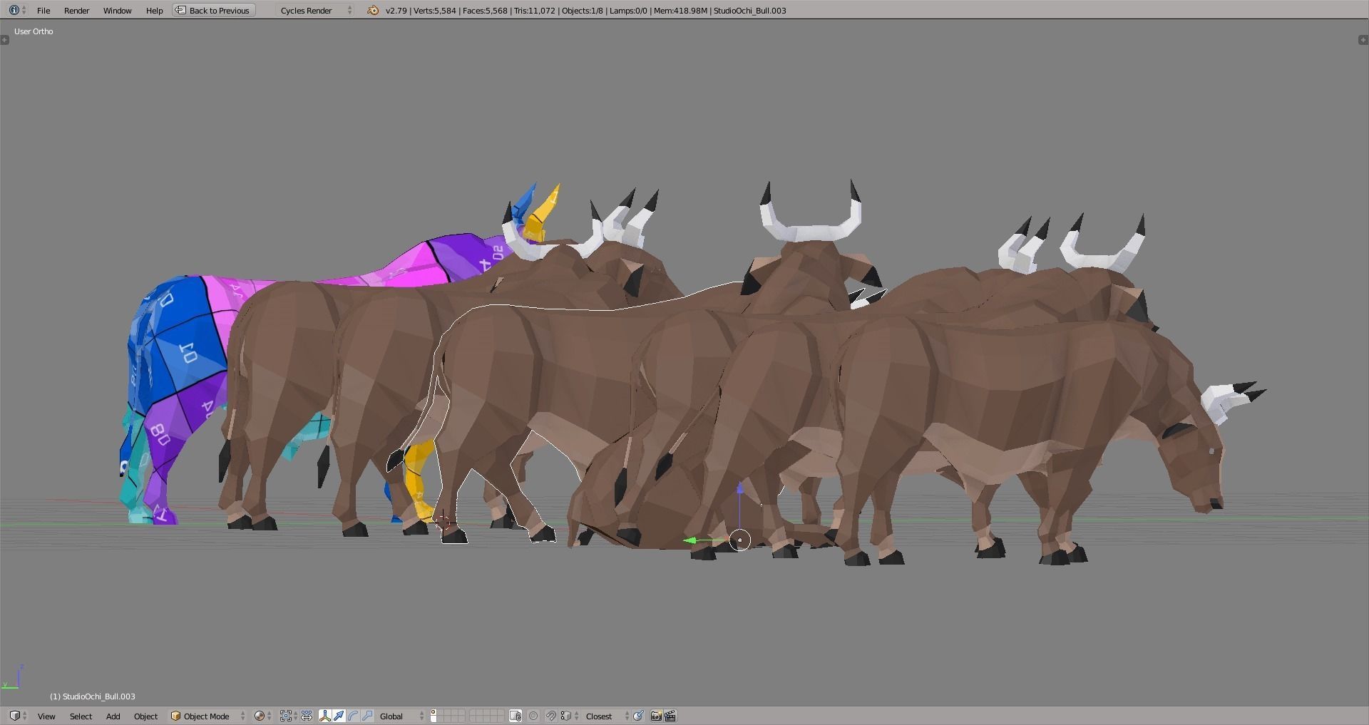 Lowpoly Bull in low polygonal style Low-poly 3D model_5