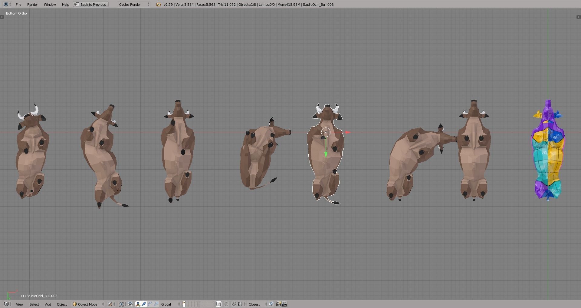 Lowpoly Bull in low polygonal style Low-poly 3D model_6