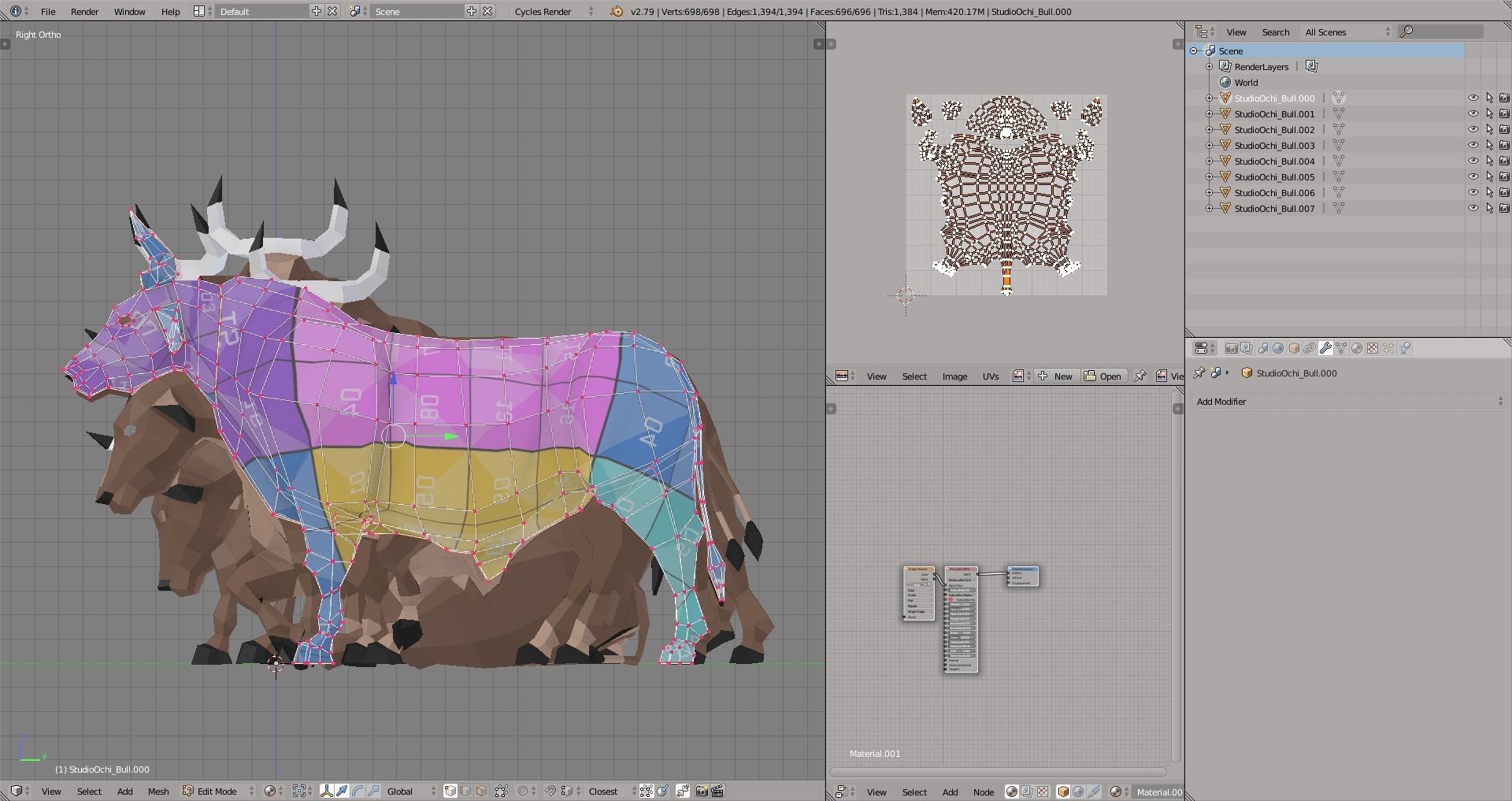 Lowpoly Bull in low polygonal style Low-poly 3D model_4