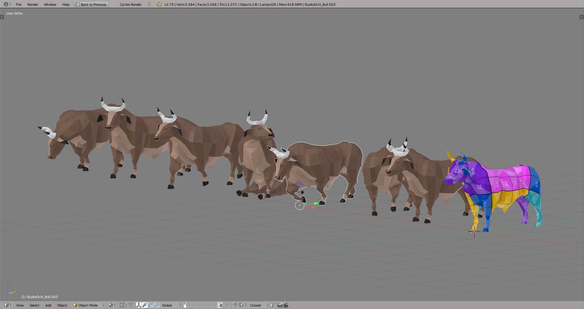 Lowpoly Bull in low polygonal style Low-poly 3D model_3
