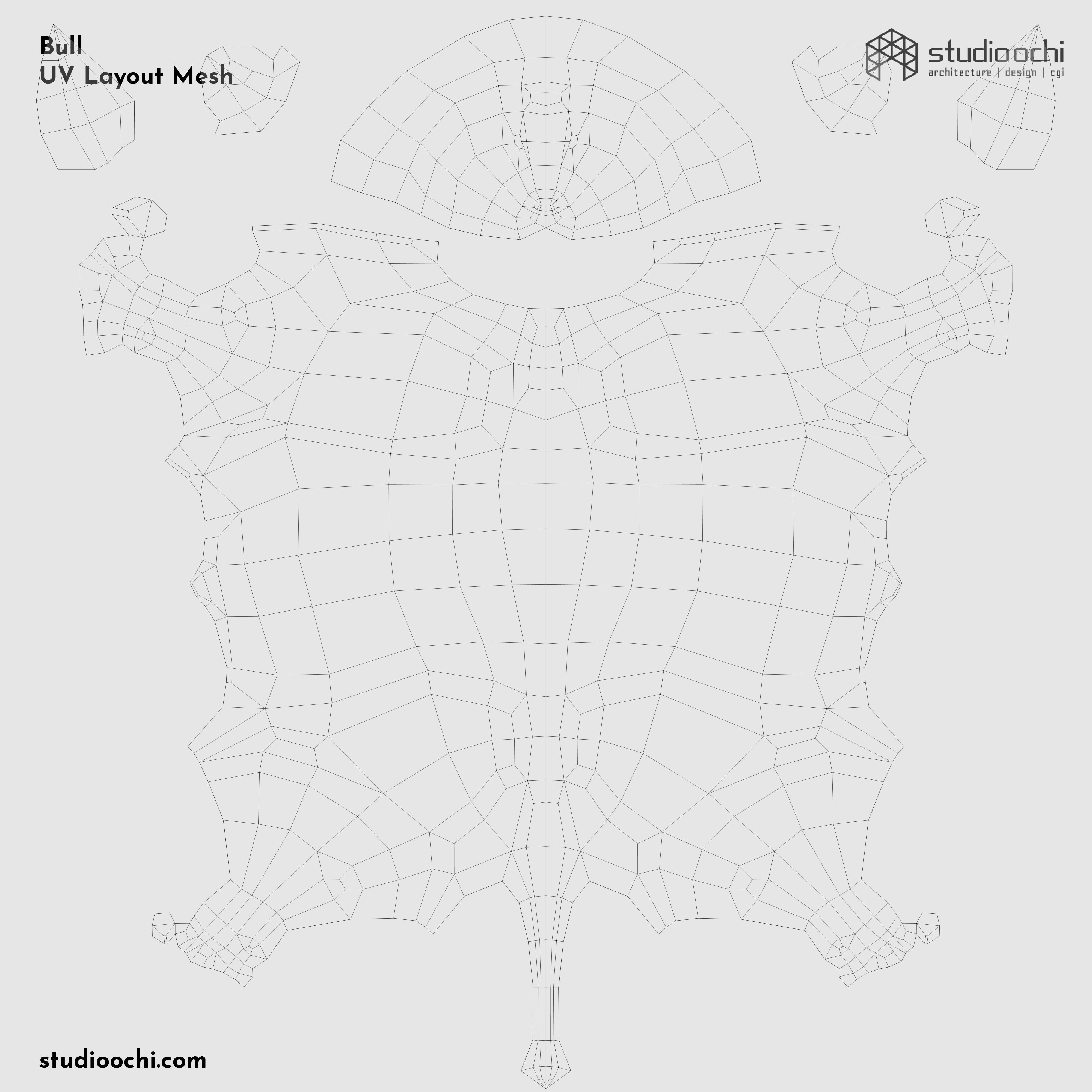 Lowpoly Bull in low polygonal style Low-poly 3D model_7