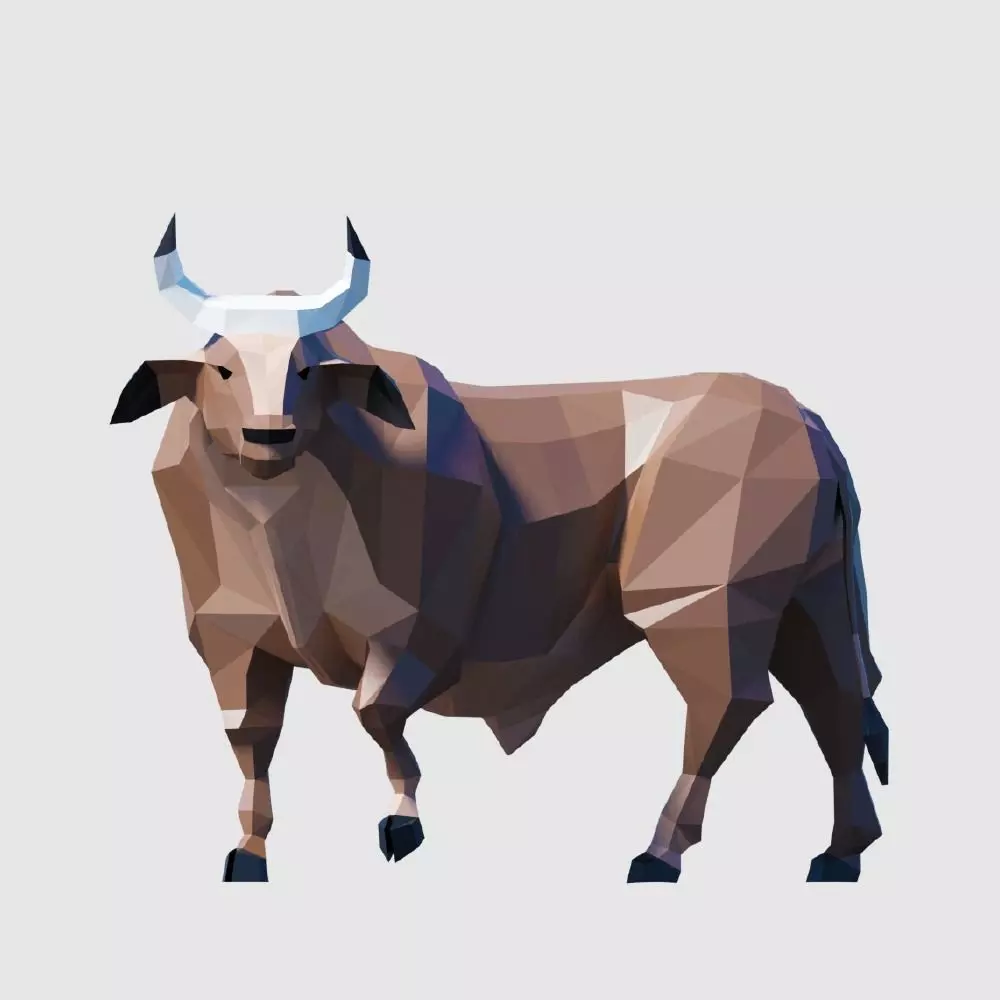 Lowpoly Bull in low polygonal style Low-poly 3D model_0