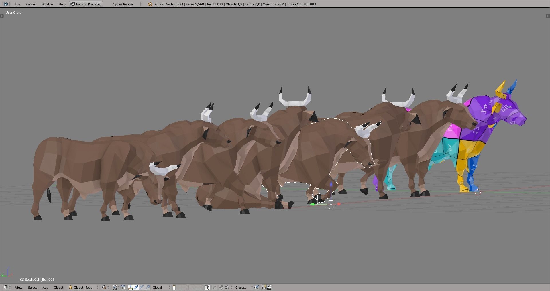 Lowpoly Bull in low polygonal style Low-poly 3D model_1