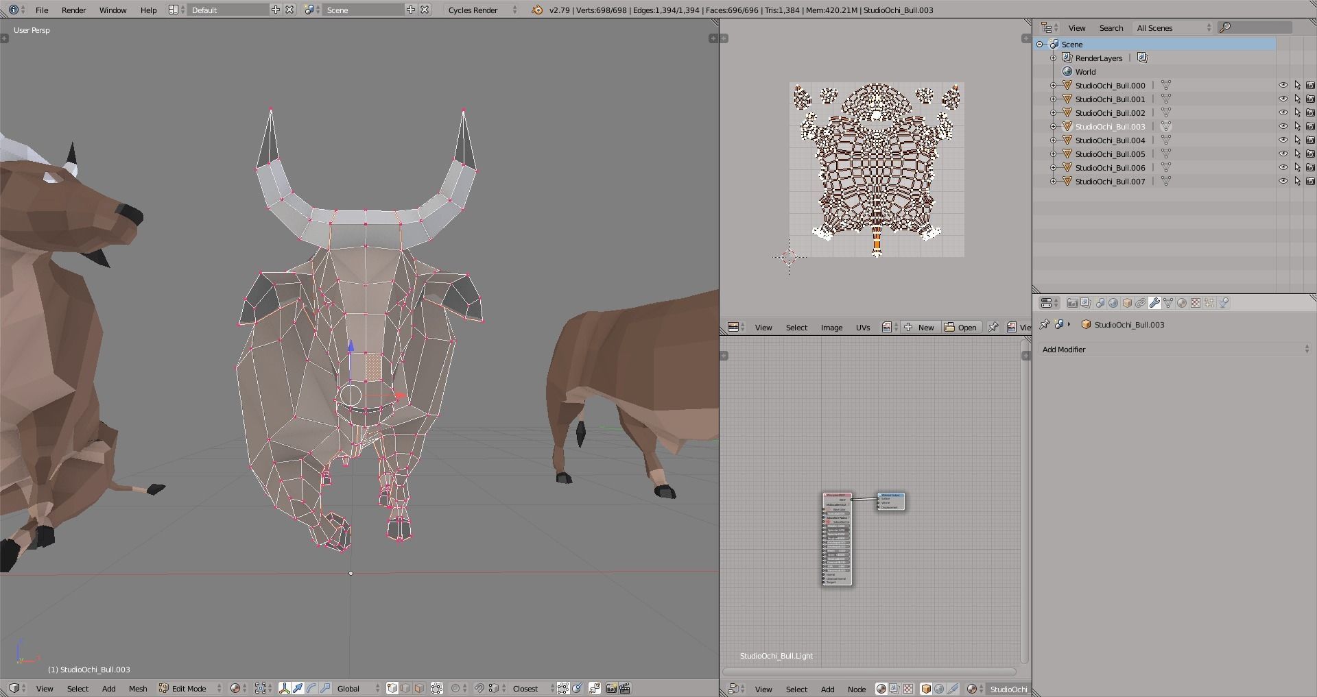 Lowpoly Bull in low polygonal style Low-poly 3D model_2