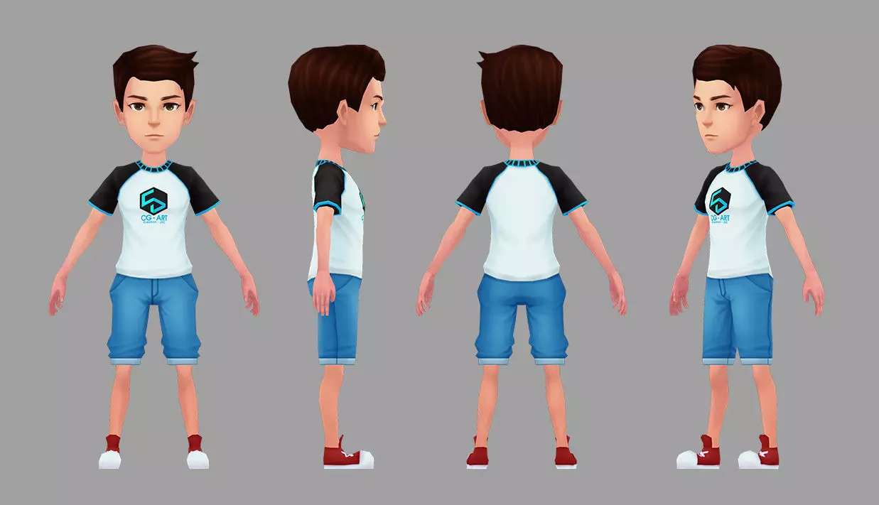 3D CG Boy Low-poly 3D model_0