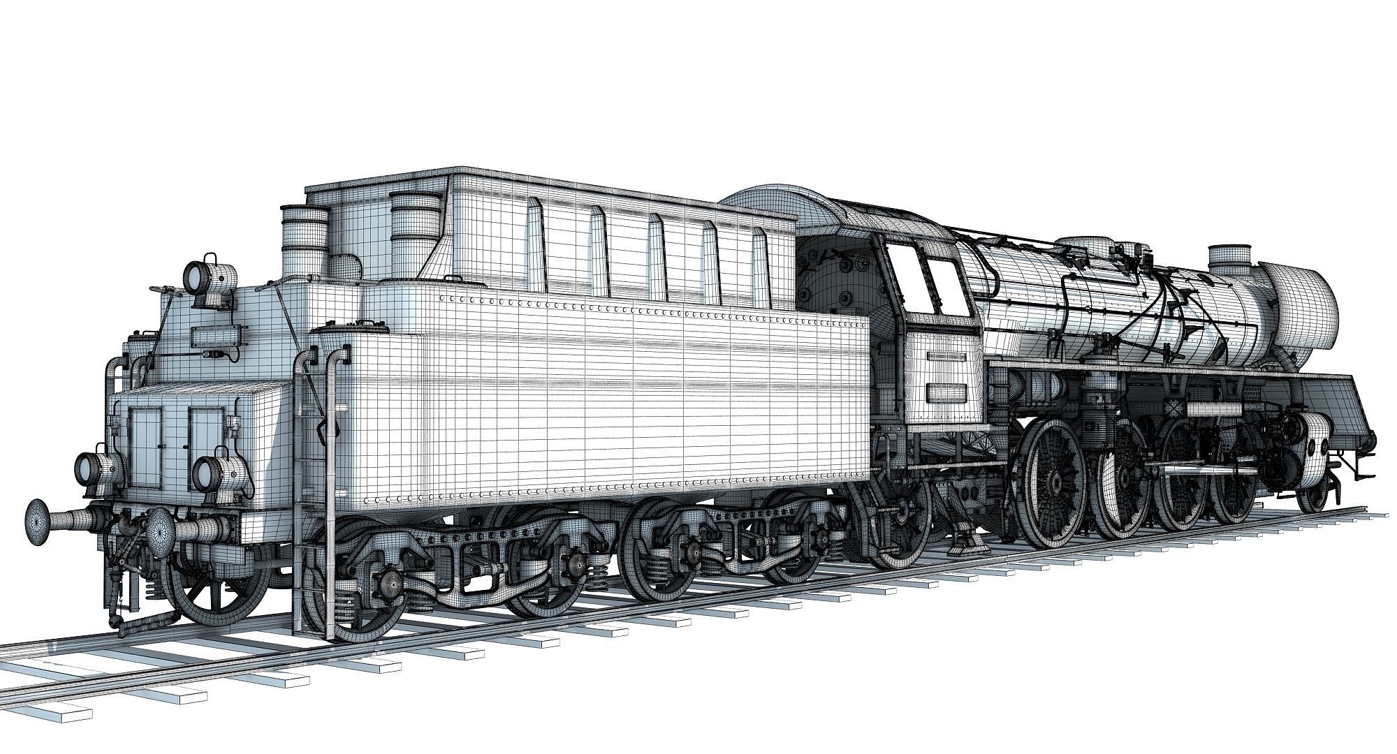Steam Locomotive Train  3D model_20