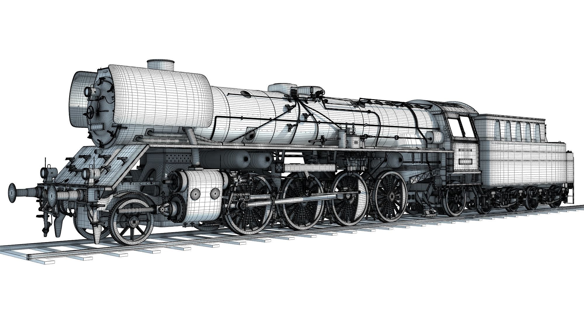 Steam Locomotive Train  3D model_19