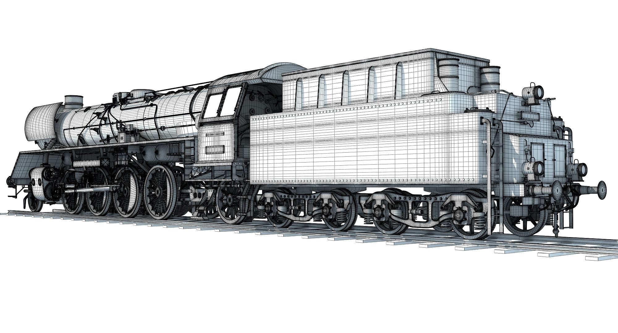 Steam Locomotive Train  3D model_18