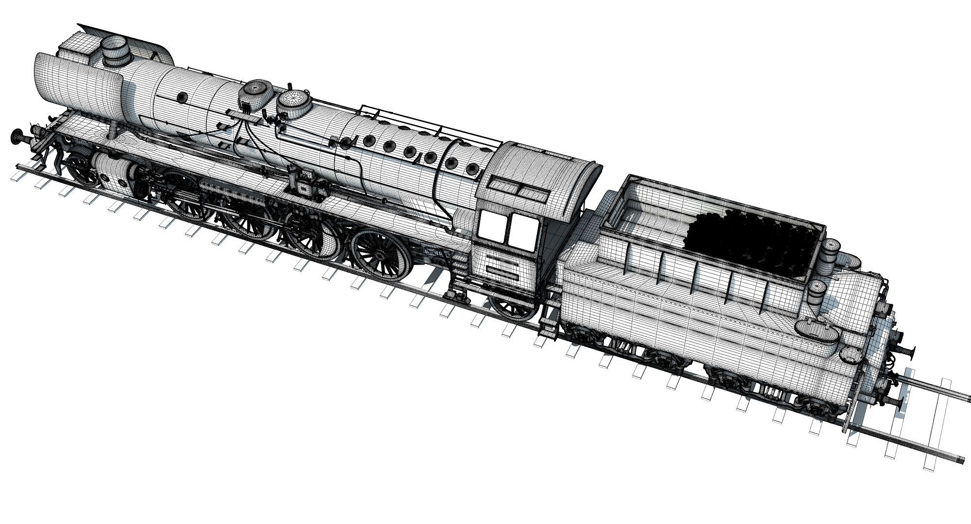Steam Locomotive Train  3D model_17