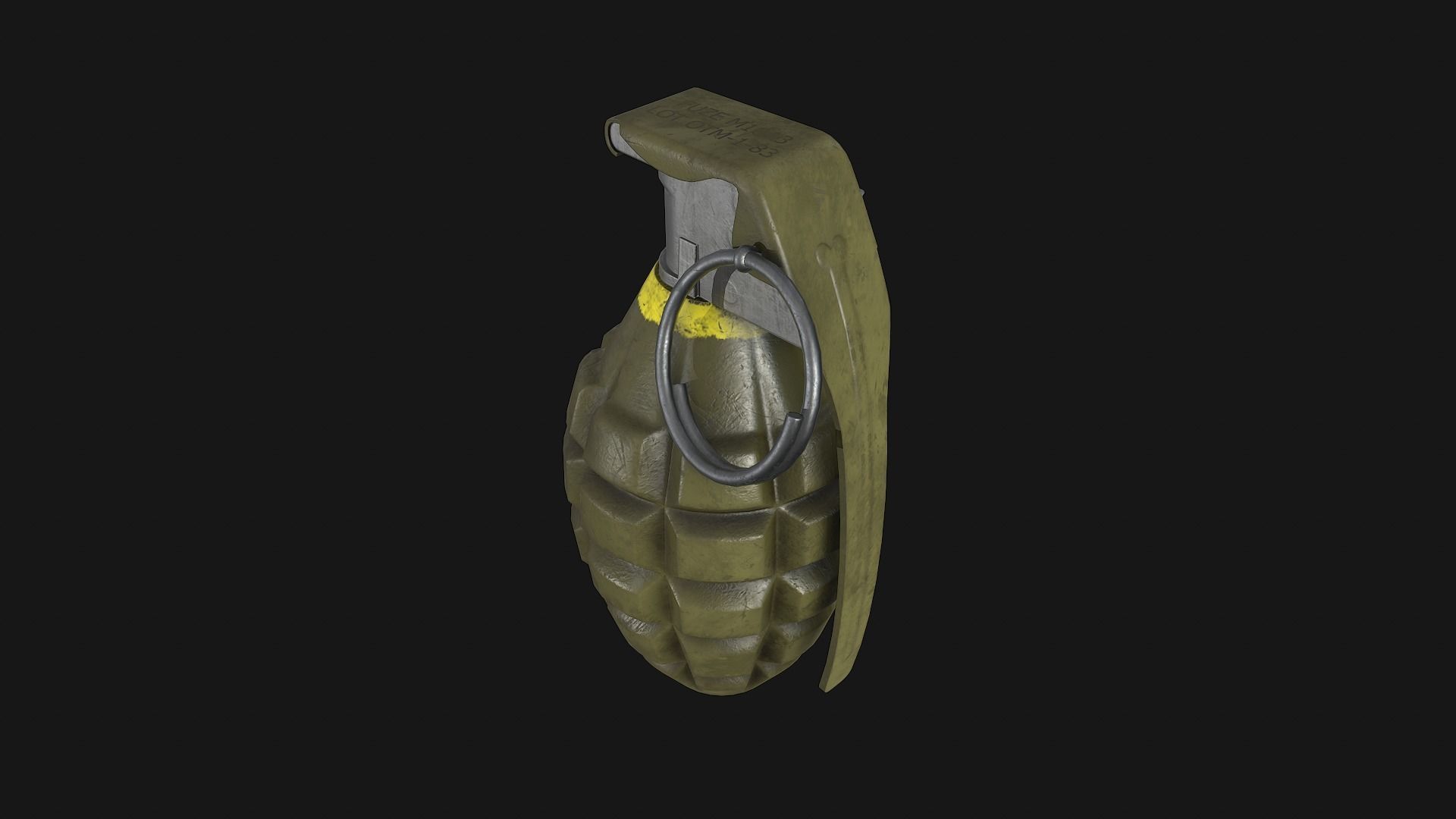 Mk2 Grenade Low-poly 3D model_3