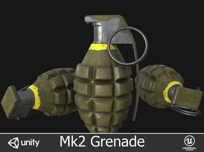 Mk2 Grenade Low-poly 3D model