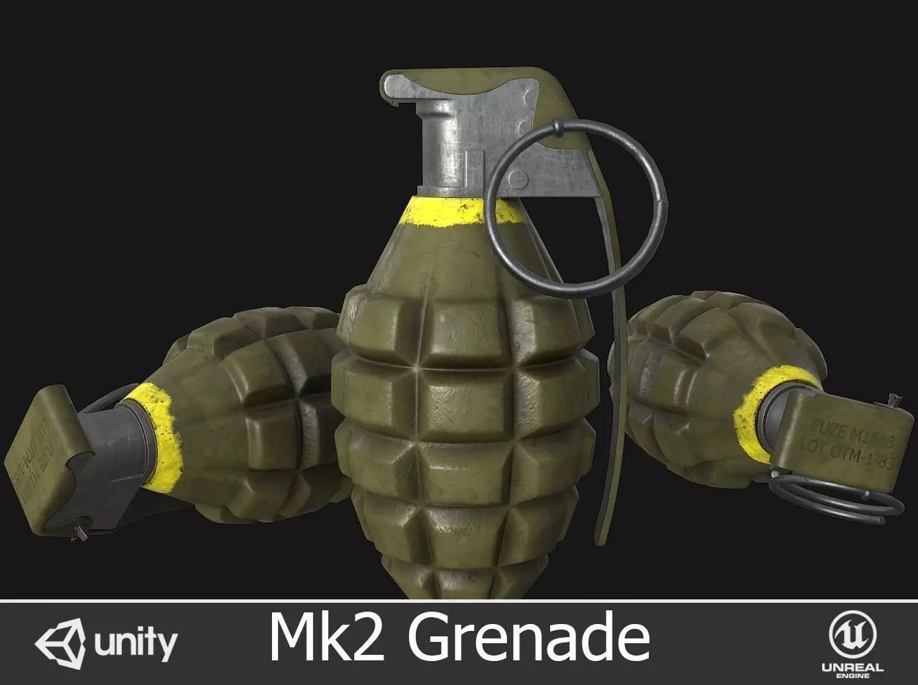 Mk2 Grenade Low-poly 3D model_0