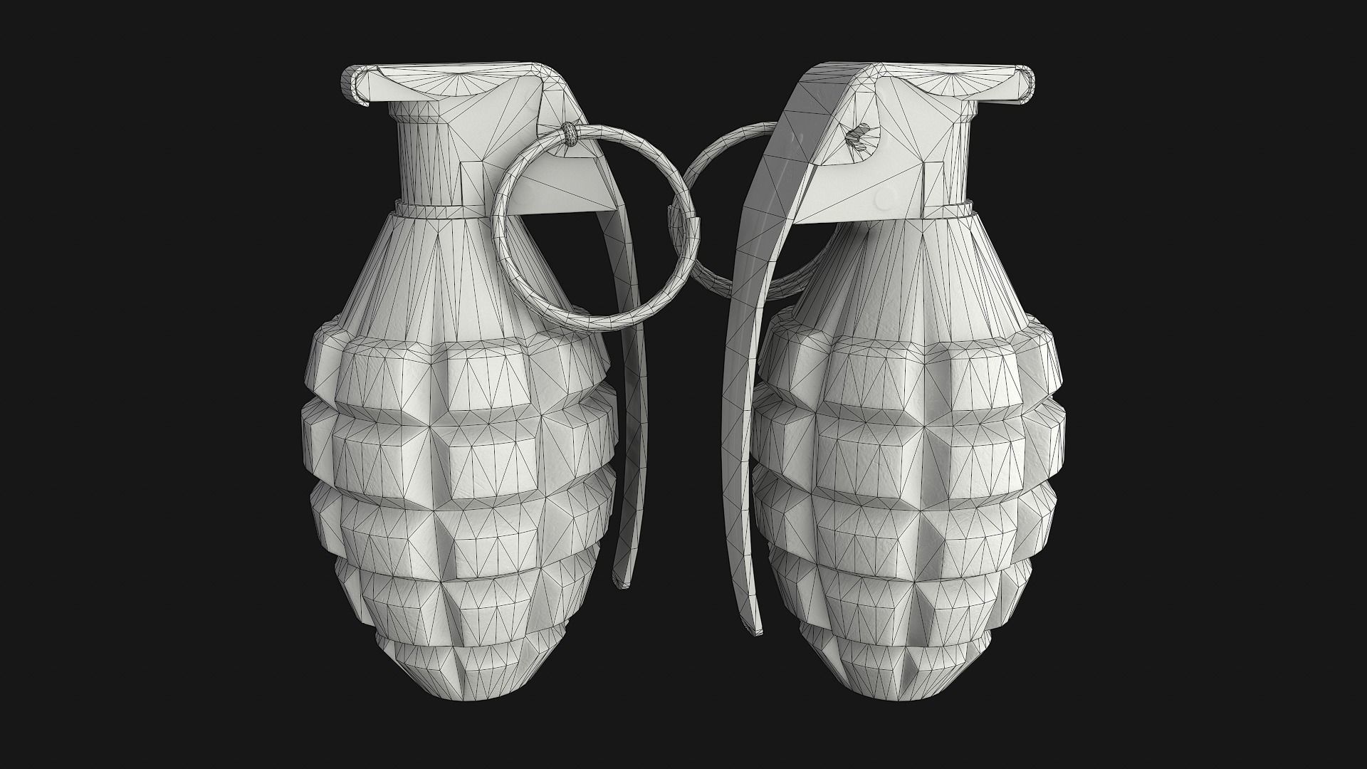Mk2 Grenade Low-poly 3D model_7