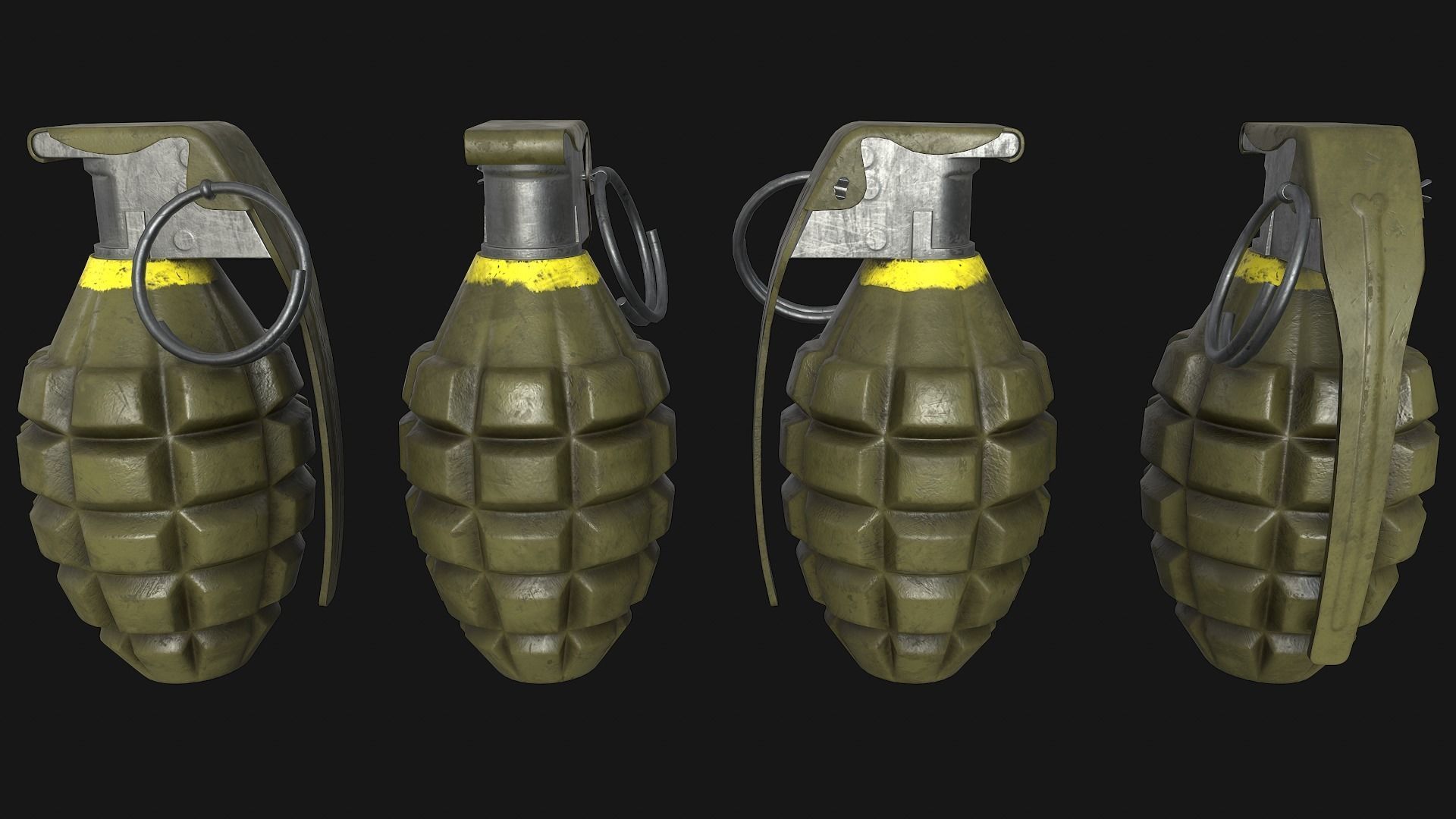 Mk2 Grenade Low-poly 3D model_6