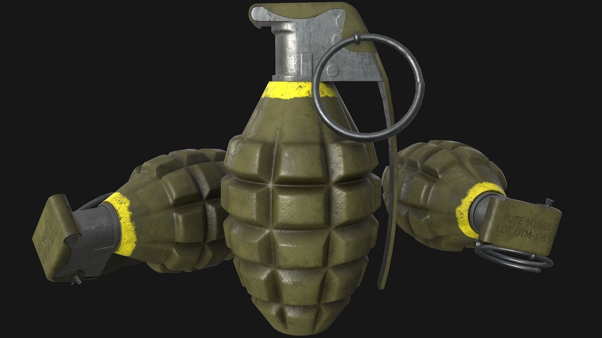 Mk2 Grenade Low-poly 3D model_1